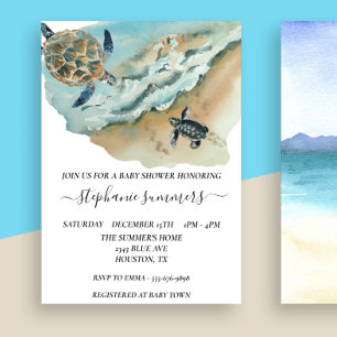 Baby Shower Zeeschildpad Aquarel Kaart