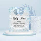 Baby shower zilverblauw glitter-budget flyer