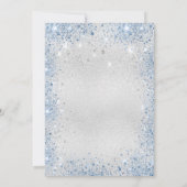 Baby shower zilverglitter blauw kaart (Achterkant)