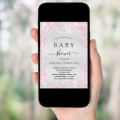 Baby shower zilverroze glitter kaart