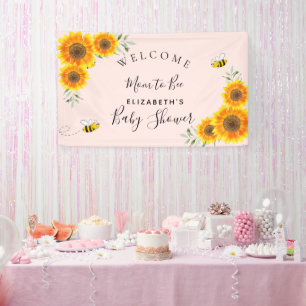 Baby shower zonnebloemen meisje roze moeder tegen  spandoek