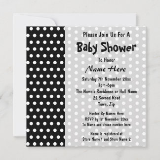 baby shower, zwart en wit pokstip. kaart