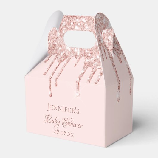 Baby shower zwart roos goud glitter druppelt naam bedankdoosjes (Achterkant)