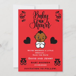 Baby Shower Zwarte Baby Aankomst Save The Date