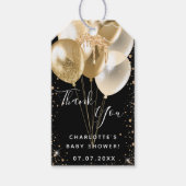 Baby shower zwarte goudballon bedankt cadeaulabel (Voorkant)