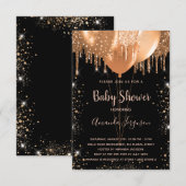 Baby shower zwarte goudstof kaart (Voorkant / Achterkant)