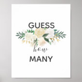 Baby showers bloemen raden hoeveel tekens poster (Voorkant)