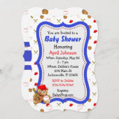 Baby showers de baseball Teddy Bear Invitations (Devant / Derrière)