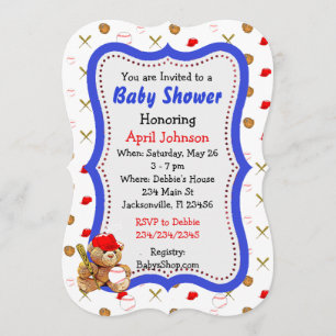 Baby showers de baseball Teddy Bear Invitations