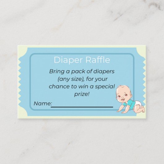 Baby showers luier Raffle Visitekaartje (Voorkant)