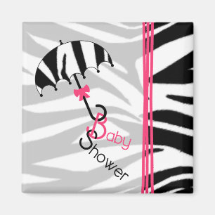 Baby showers magneet - Zebra Print Paraplu & Roze