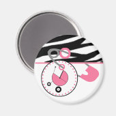 Baby showers magneet - Zebra Print & Roze Luierpen (Voorkant / Achterkant)