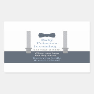 Baby showers Sticker, klein Man, boog Stropdas Rechthoekige Sticker