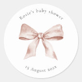 Baby showers Sticker Sjabloon met roze strik (Voorkant)