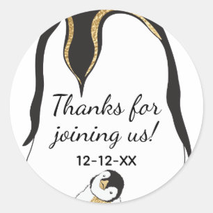 Baby showers Stickers "Gouden Baby Penguin"