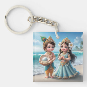 Baby Shree Krishna & Radha met Diamond Divine Sleutelhanger