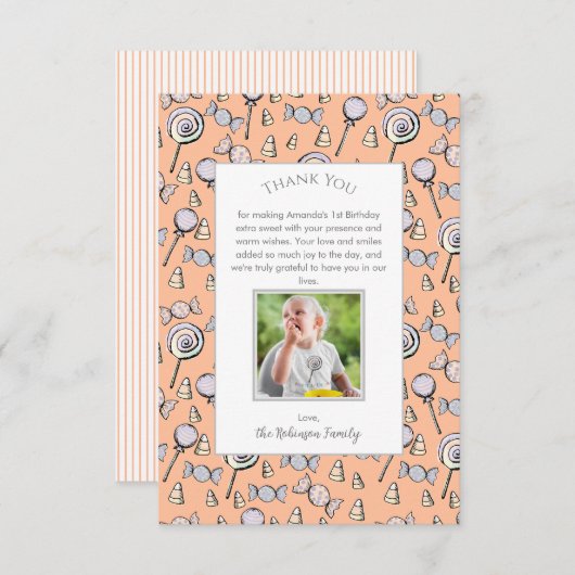 Baby Sinaasappel lief klein Snoep dank u kaart (Voorkant / Achterkant)