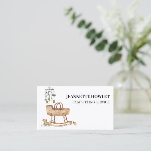 Baby Sitting Nursery Boho Wieg Baby Visitekaartje (Staand voorkant)