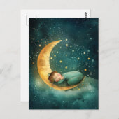 Baby Slapen op de maan Briefkaart (Voorkant / Achterkant)