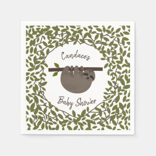 Baby Sloth Greenery Baby shower Servet