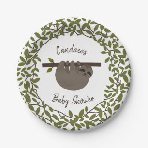 Baby Sloth groen Baby shower Papieren Bordje