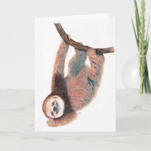 Baby sloth grooming zelf kaart (Voorkant)