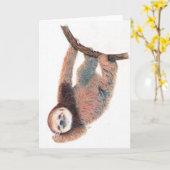 Baby sloth grooming zelf kaart (Gele Bloem)