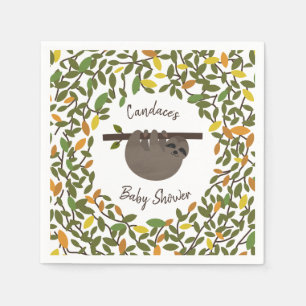 Baby Sloth herfst groen Baby shower Servet