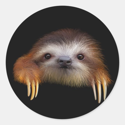 Baby Sloth Ronde Sticker (Voorkant)