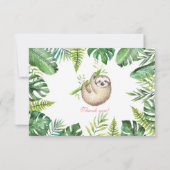 Baby Sloth Tropical Baby shower floral Merci (Dos)