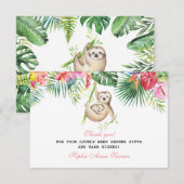 Baby Sloth Tropical Baby shower floral Merci (Devant / Derrière)