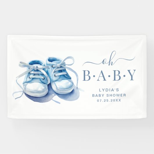 Baby Sneakers Baby shower Uitnodiging, Baby Boy Spandoek (Horizontaal)
