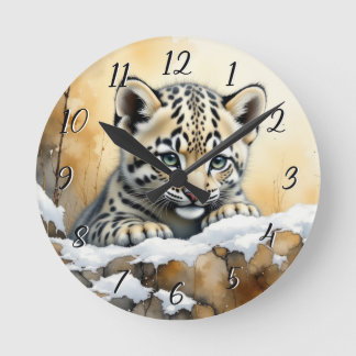 Baby Snow Leopard Ronde Klok