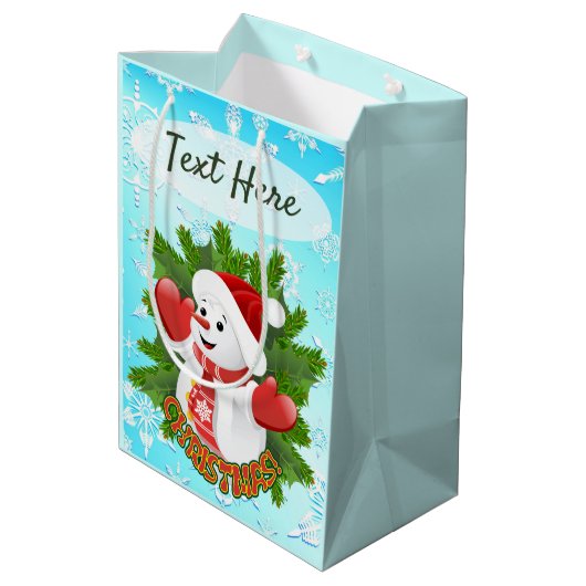 Baby Snowman met Crystal Snowflakes Ornament Medium Cadeauzakje (Achterkant Gekanteld)