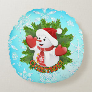 Baby Snowman met Crystal Snowflakes Ornament Rond Kussen