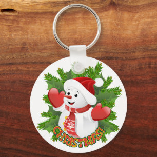 Baby Snowman met Crystal Snowflakes Ornament Sleutelhanger