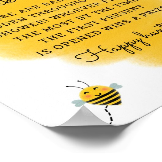 Baby Sock Hunt Bee Theme Baby shower Games Sign. Poster (Hoek)