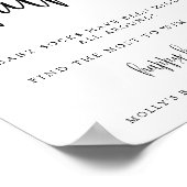 Baby Sock Hunt Shower Game Minimalist Calligrafie Poster (Hoek)