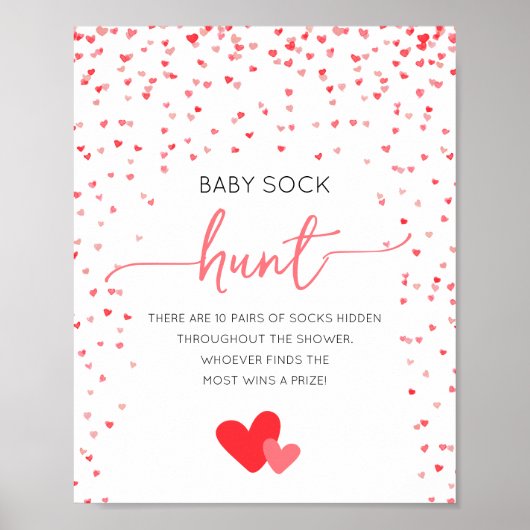 Baby Sock Hunt Sign Baby shower spel Poster (Voorkant)