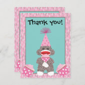 Baby Socket Monkey Cupcake Dank je wel Kaart (Voorkant / Achterkant)