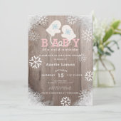 Baby Son Froid Extérieur Rose Douche Invitation (Debout devant)