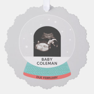 Baby Sonogram Sneeuw Wereldbol Kerst Ornament Kaar Kaart