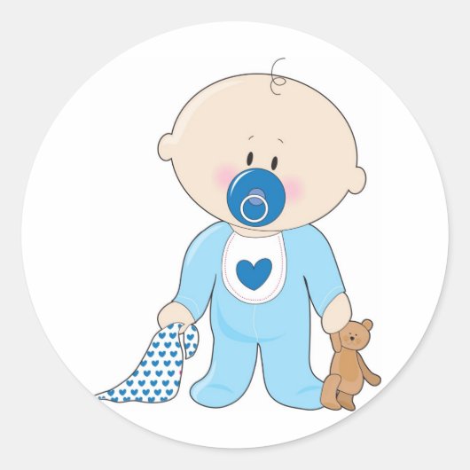 Baby Soother Boy Ronde Sticker (Voorkant)