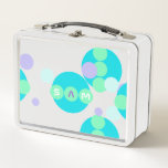 Baby Space pour personnaliser 3 Lettres Lunchbox<br><div class="desc">Design original et mignon avec bulles turquoise sur la boîte de déjeuner pour customiser jusqu'à 3 lettres nom.</div>
