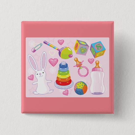 Baby Speelgoed en Nursery Essentials Vierkante Button 5,1 Cm (Voorkant)