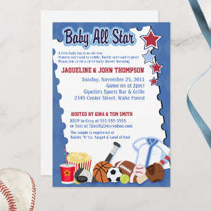 BABY SPORTS FAN ALL STAR Baby shower Invision Kaart