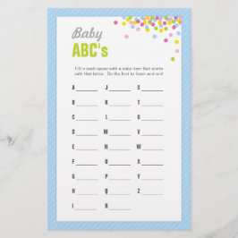 Baby springen/Baby shower ABC's game - blauw