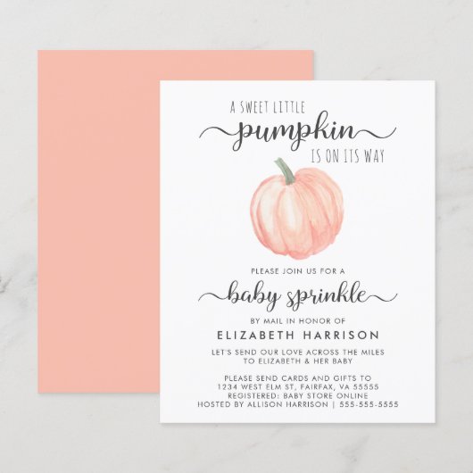 Baby sprinkhanen per post Oranje pompoen (Voorkant / Achterkant)