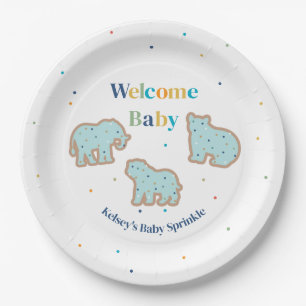Baby Sprinkle Animal Cookies Boy Baby shower Papieren Bordje