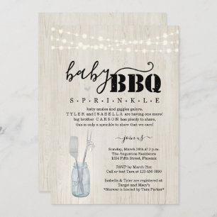 Baby Sprinkle BBQ - Couple's Baby Q Barbeque Invit Kaart